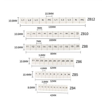 ZB6 UK2.5B UK5N Din Rail Terminal Blocks Maker Strips with Number Printed