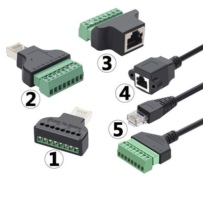 RJ45 Female Jack 8P8C to 8 Pin Screw Terminal Block Adapter for CCTV Vedio Solution