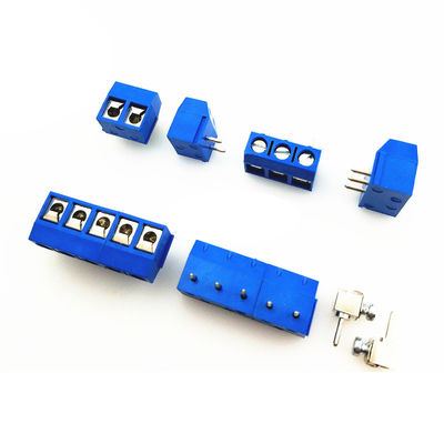 5.00mm Pitch PCB Mounted Screw Terminal Blocks Right Angle 2P to 20P Blue