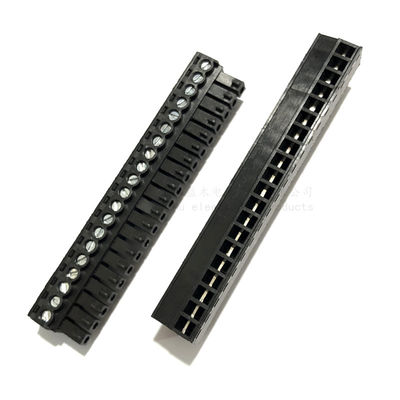 3.81mm Pitch PCB Pluggable Screw Terminal Blocks Plug + Right Angle Pin Header Black