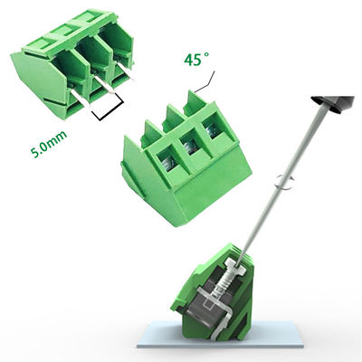 5.0mm Pitch PCB Soldering Mounting Connectors Screw Terminal Blocks 45° Side Entry