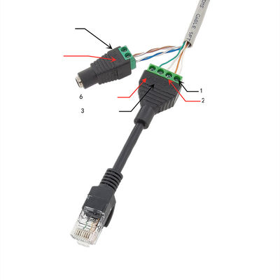POE Cable RJ45 Network Female Jack DC Power Plug to Screw Terminals Adapter for Monitor Camera