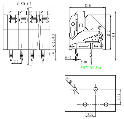3.50mm Pitch Screwless Spring Clamp Terminal Blocks Jointable