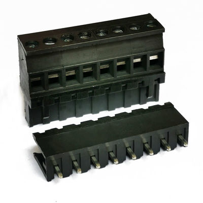 5.08mm Pitch Black Color Screw Terminal Blocks Plug Straight Pin Horizontal Entry Wiring