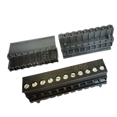 5.08mm Pitch Black Color Screw Terminal Blocks Plug Straight Pin Horizontal Entry Wiring