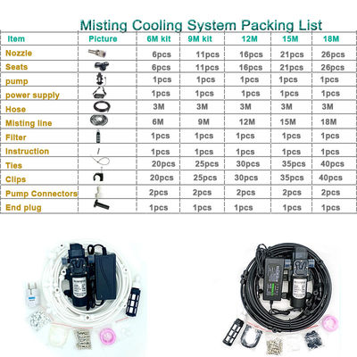 Diaphragm Booster Pump Water Misting System Fog Nozzles Mist Cooling Watering Kit 6 15 18 Meters