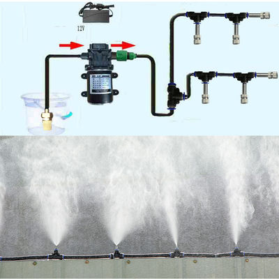 Diaphragm Booster Pump Water Misting System Fog Nozzles Mist Cooling Watering Kit 6 15 18 Meters
