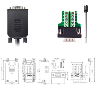 DB9 D Sub 9 Pin RS232 Serial Port Connectors to Terminal Blocks Adapter with housing