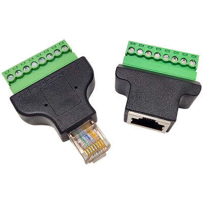 RJ45 Female Jack 8P8C to 8 Pin Screw Terminal Block Adapter for CCTV Vedio Solution