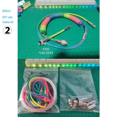 Mechanical Keyboard Cable Coiled Audio Connector Coupling USB Type-C Rainbow Cable