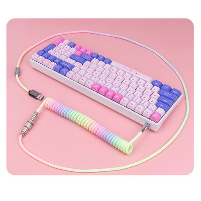 Mechanical Keyboard Cable Coiled Audio Connector Coupling USB Type-C Rainbow Cable