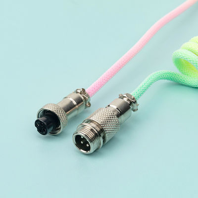 Mechanical Keyboard Cable Coiled Audio Connector Coupling USB Type-C Rainbow Cable