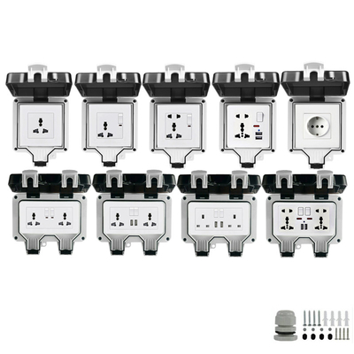 Wall Mounted Power Outlet Socket Outdoor Charging Poles Plastic Switch Box IP66 Wheatherproof