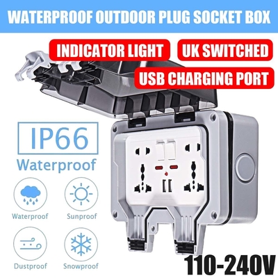Wall Mounted Power Outlet Socket Outdoor Charging Poles Plastic Switch Box IP66 Wheatherproof