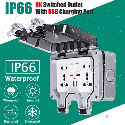Wall Mounted Power Outlet Socket Outdoor Charging Poles Plastic Switch Box IP66 Wheatherproof