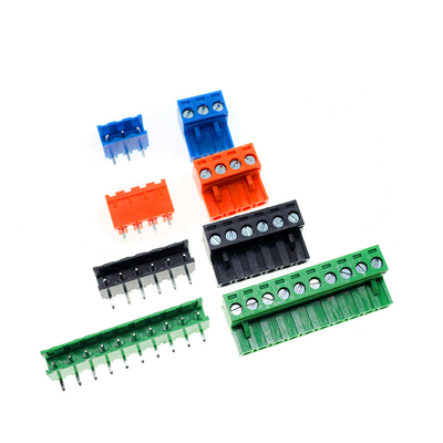 5.08mm Pitch PCB Plug-in Screw Terminal Blocks Plug + Right Angle Pin Header With Printed Marker Service