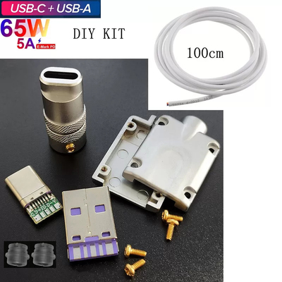 DIY Kit USB 3.1 Type C Metal Connector Plug Shell Data Charge Cable For Cell Phones Mechanical Keyboard