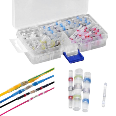 100pcs Electrical Heat Shrink Shrinkable Solder Seals Butt Splice Connector Terminals Kit