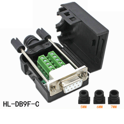 DB9 D Sub 9 Pin RS232 Serial Port Connectors to Terminal Blocks Adapter with housing