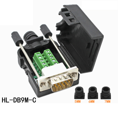 DB9 D Sub 9 Pin RS232 Serial Port Connectors to Terminal Blocks Adapter with housing