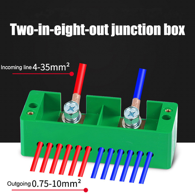 2 in 8 out Electrical Terminal Blocks Splitter Power Source Wiring Distribution Connectors