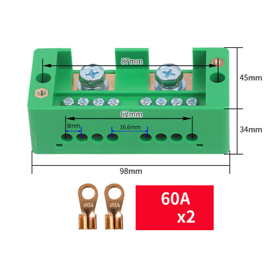 2 in 8 out Electrical Terminal Blocks Splitter Power Source Wiring Distribution Connectors