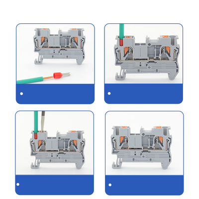 PT 2.5 Din Rail Mounted Connector Push In Connection Spring Clamp Terminal Blocks Kit