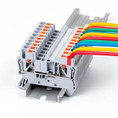 PT 2.5 Din Rail Mounted Connector Push In Connection Spring Clamp Terminal Blocks Kit