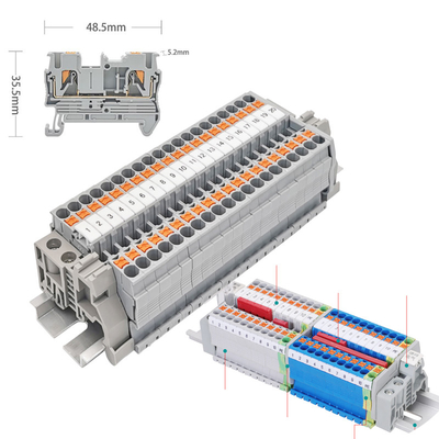 PT 2.5 Din Rail Mounted Connector Push In Connection Spring Clamp Terminal Blocks Kit