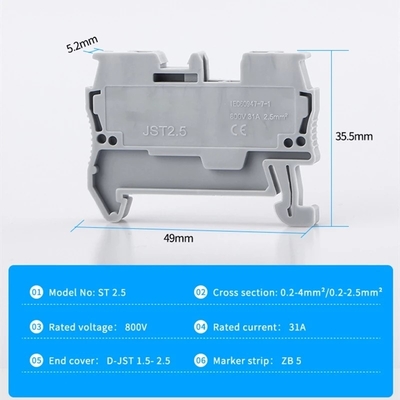 Junction Box Waterproof Din Rail Screwless Spring Crimping ST2.5 Terminal Blocks Assembled