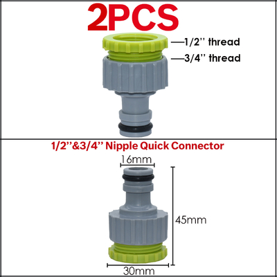 Garden Water Hose Tap Connector Plastic Quick Hose Adaptor Accessories 1/2 inch 3/4 inch