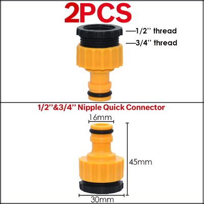 Garden Water Hose Tap Connector Plastic Quick Hose Adaptor Accessories 1/2 inch 3/4 inch