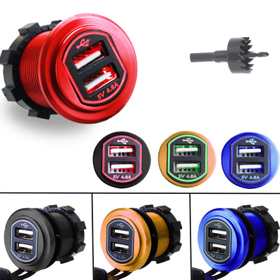 Dual USB Charger Outlet Adapter Power Socket 4.8A for Auto Motorcycle Truck Ship Waterproof 12-24V