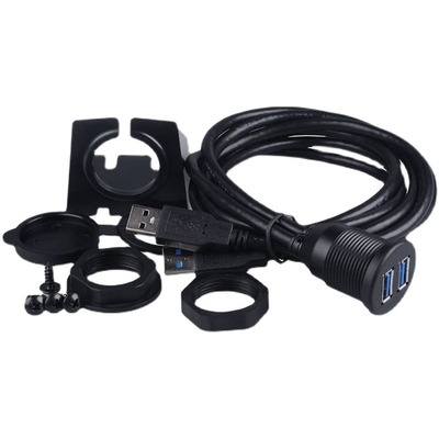 Car Dashboard Panel Flush Mount USB 3.0 Dual Port Dock Adapter Male to Female Extension Cable