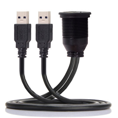 Car Dashboard Panel Flush Mount USB 3.0 Dual Port Dock Adapter Male to Female Extension Cable