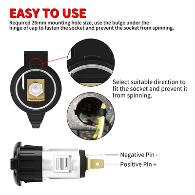 Car Cigarette Lighter Socket Plug Power Outlet Parts For Car Truck Motorcycle 12V 24V Waterproof
