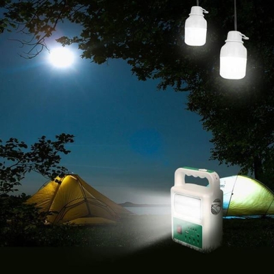 Portable Solar Power Bank Panel 2 LED Lamp with USB Cable Battery Charger Emergency Lighting System