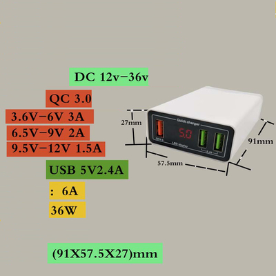 Motorcycle Truck DC Converter With Battery Clip 12V 24V to 5V QC3.0 USB Charger Power Adapter