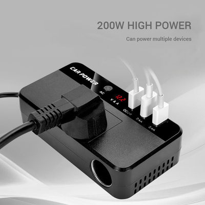 200W Truck Car Inverter DC 24V 12V to AC 220V Converter Power Charger Adapter USB Fast Charge Station