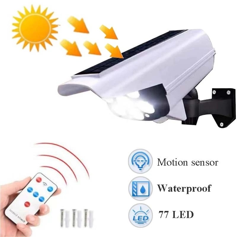 2 In 1 Solar Light Security Dummy Camera Motion Sensor Outdoor Solar Wall Lamp Rainproof