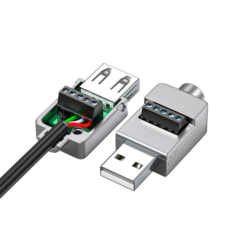 Metal Case USB Male or Female Jack  to 5-pin Screw Terminal Blocks Connector Adapter