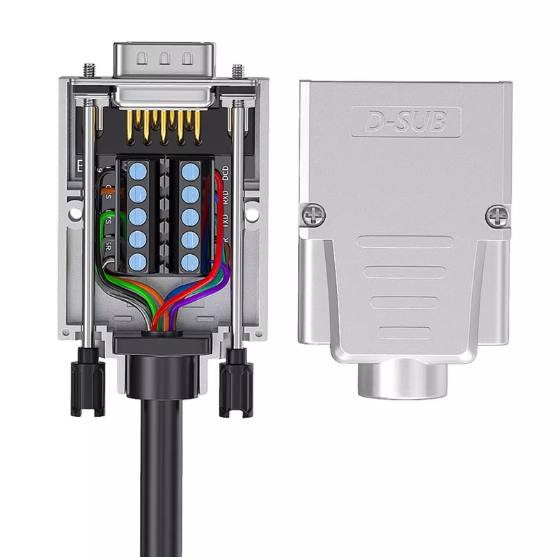 Metal Case DB9 D Sub 9 Pin RS232 Serial Port Connectors to Terminal Blocks Adapter Up to 10A