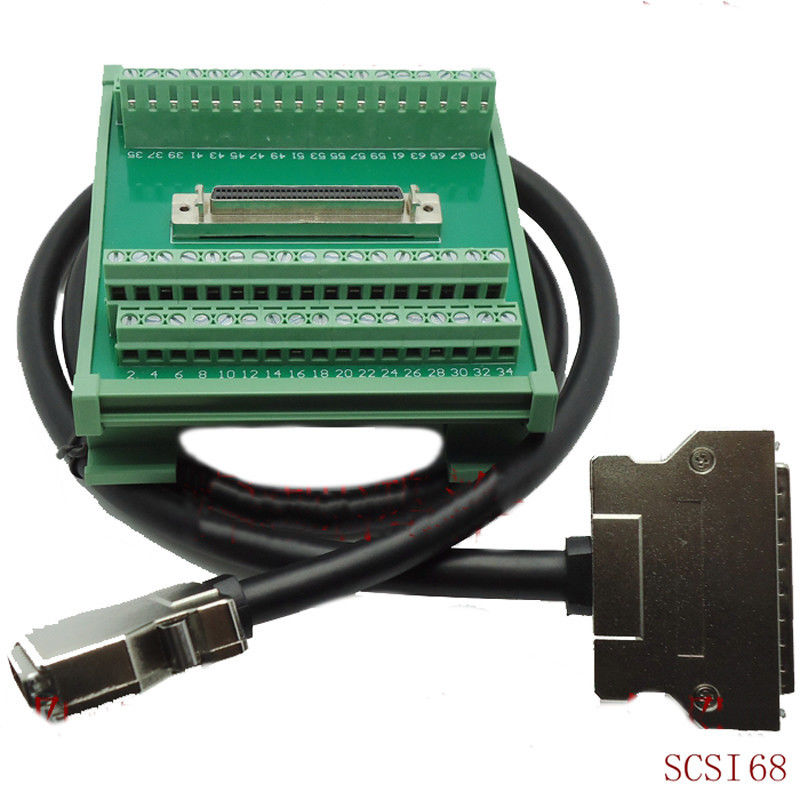SCSI 68 Pin Connector DIN Rail Mounting Terminal Blocks Adapter with 1 meter Cable