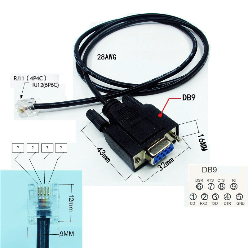 thumbnail image 2 of 8-Pack DB9 RS232 Serial Female To RJ12/RJ11 Phone Line Adapters – Ivory 2 of 6