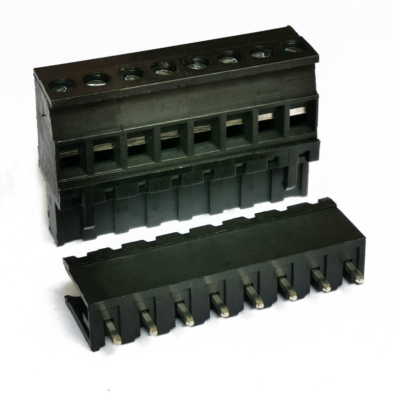 5.08mm Pitch Black Color Screw Terminal Blocks Plug Straight Pin Horizontal Entry Wiring