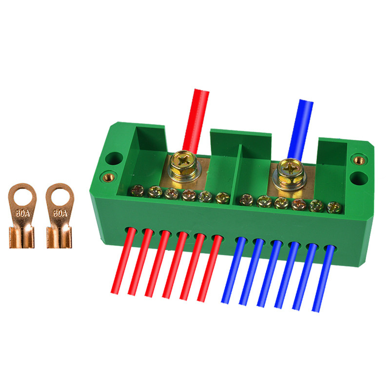 2 in 8 out Electrical Terminal Blocks Splitter Power Source Wiring Distribution Connectors