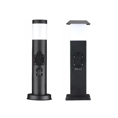 Black Stainless Steel Electrical Power Sockets Outdoor Garden Power Outlet LED Post Light Yard Stake