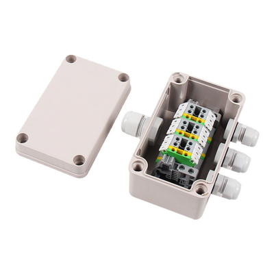 IP65 Waterproof Cable Junction Box 80*130*70mm with UK2.5B Din Rail Terminal Blocks 1 in 3 out