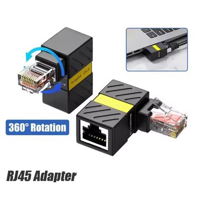 Network RJ45 Adapter Female to Male Cat6A 360 Degree Rotation for LAN Ethernet Network