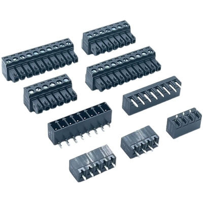 3.81mm Pitch PCB Pluggable Screw Terminal Blocks Plug + Right Angle Pin Header Black